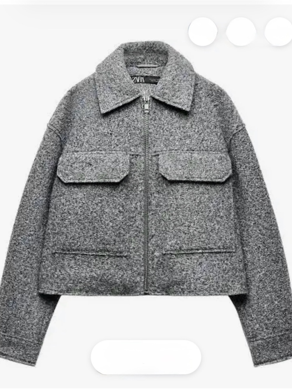 Zara Gray Boucle Cropped Bomber Jacket